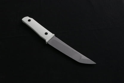 Knife with a white handle on a black background