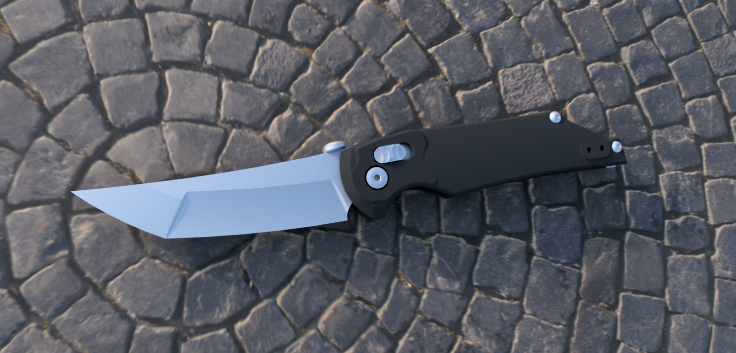 Folding knife on a textured stone surface